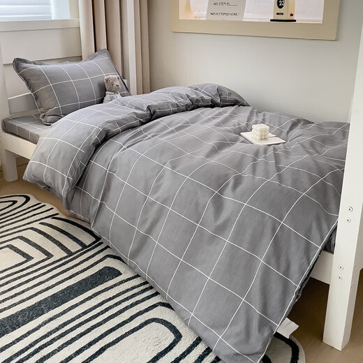 Student dormitory bunk bed three-piece set skin-friendly brushed quilt cover sheets and pillowcases home four-piece set Norway single bed three-piece set quilt cover 150*200cm