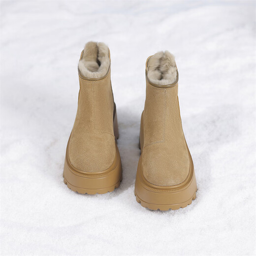 Daphne (Daphne) Botas de nieve con suela gruesa para mujeres 2024 Invierno Nuevas botas de pan tibio botas cortas botas de invierno Amarillo 38 (240 mm) Tamaño estándar