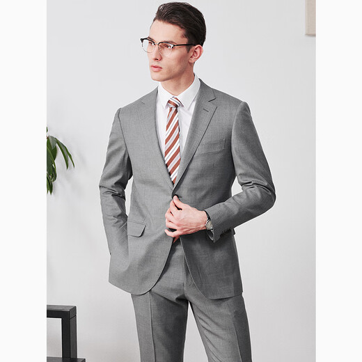 Por creaciones Cypress Pure Wool Suit Jacket for Men High-End Slim Business Single West Commuting Professe Formal Suit informal Gray 44