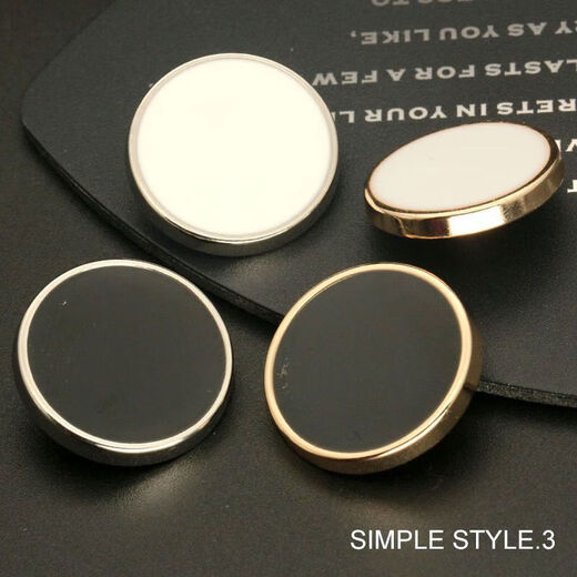 Boutons de vêtements, boutons de vêtements, boutons en métal, dessus rond, rupture de vent pour femmes, boutons de manchette, boutons de costume, bords ouest pour hommes, bords noirs, aiguilles et sacs de fil, 15 mm [6 pièces] boutons de manchette / Poches de palier couramment utilisés couramment utilisés