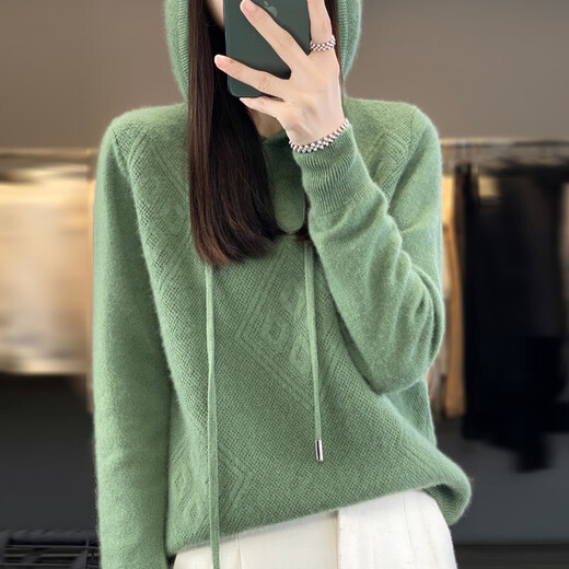 
HERAGAIA Andy Velvet Knitted Hoodie Women's Spring and Autumn Style 2025 New Loose and Casual Solid Color Short Pullover Jacket Tropical Green JXSDY-PD841 2XL (Suggested to be within 140-160Jin [Jin equals 0.5 kg])