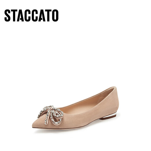 Sijiatu 2025 Nouveau Velvet Dream Elegant Commuter Chaussures plate chaussures Single Mouth Chaussures pour femmes 9A962AQ5 THE DE LITE APPRICOT 39