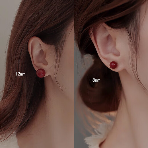 Core luxury red pearl earrings for women without pierced ears imitation pearl ear clips for women new high-end autumn and winter mosquito coil commemorative earrings 8mm ancora red ear clips for non-pierced ears