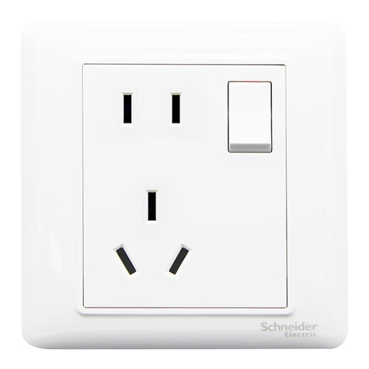 施耐德电气 五孔插座带开关 86型电源开关插座面板一开5孔 睿意系列 白色