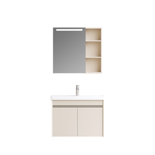 Hengjie bathroom cabinet BC6169A/B milky white (with light mirror cabinet) ceramic integrated basin BC6169A/B-JS smart model (80cm)