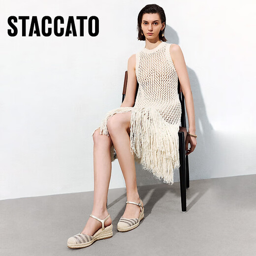 
STACCATO 2025 spring new barley shoes bag-toe sandals fisherman shoes thick-soled height-enhancing women's sandals EUQ08AH5 shining ginkgo 34