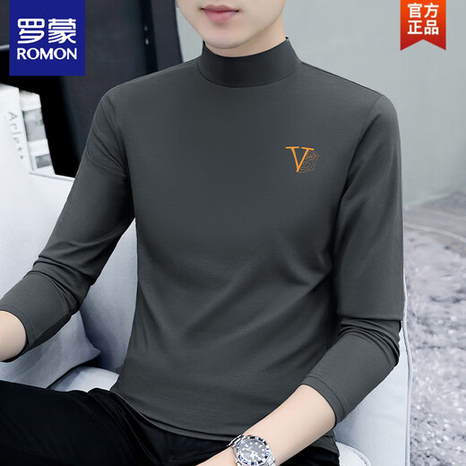Romon reines Baumwoll halbe Rollkragenfleisch-Basis-Hemd-Hemd-Langarm-T-Shirt T-Shirt Middle Colarar Frühling und Herbst Herrenunterwäsche T-Shirt außerhalb Herbst Kleidung LH-Typc6187 Charcoal Grey L [vorgeschlagen 115-130jin [Jin gleich 0,5 kg]]