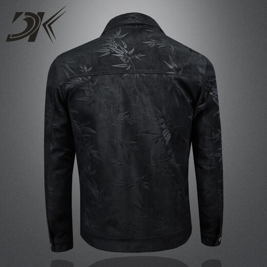 DK High-End-Nachahmung von Herren-Leder-Leder-Jacke Lapel Jacke für Herren Frühlings- und Herbst-Trend Solid Color Slim Jacke hübsche lässige Casual Jacke Schwarz M.