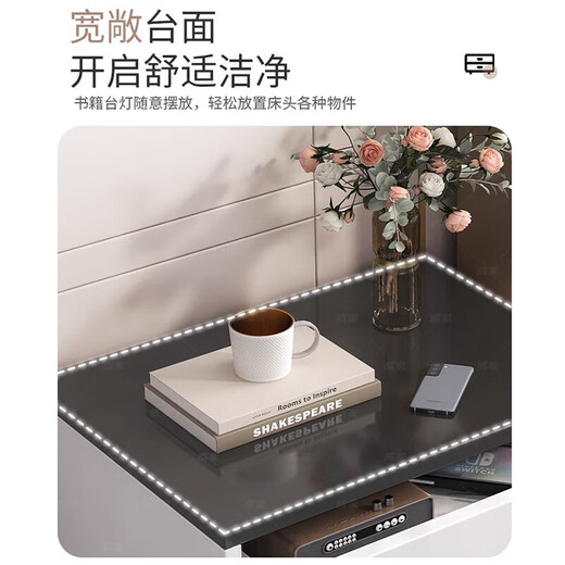 Yilande simple bedside table bedroom modern simple storage bedside table small apartment storage cupboard bedside table 40cm wide A double drawer 40*41*45cm black base-A