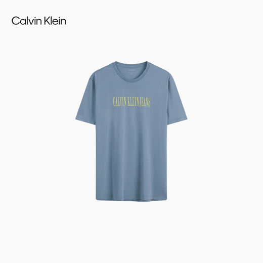 Calvin KleinJeans25春夏新款男士休闲潮流ck字母印花净色纯棉短袖T恤4RB854G CFF-星蓝 M
