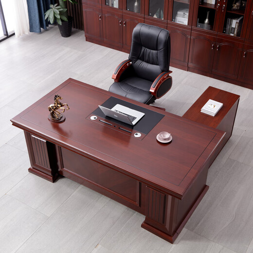 Rulan boss desk office desk and chair combination simple modern high-end office executive desk executive desk president desk single table + small deputy cabinet 1.6 meters