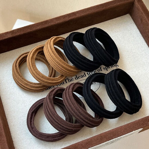 Lika Shi High Elasticity Thick Seamless Hair Tie Women's Hair Tie Rubber Band Hair Accessory Hair Tie Durable Rubber Band Headgear High Value Dark Brown Towel Ring 10 Pack