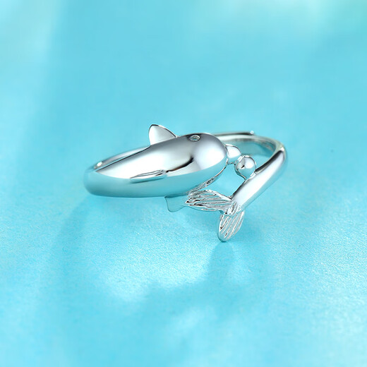 Gold Supreme (3DG Jewelery) Dolphin Elf platinum 950 ring as a gift for your girlfriend. Priced by the gram. No. 16 - 3.89 grams (including labor costs of 292 yuan)