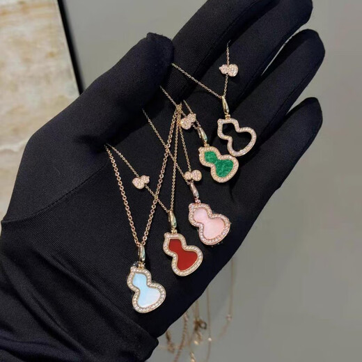 DL 1998 Fat Donglai same style 18k rose gold gourd necklace 2025 silver red agate set with diamonds hollow light luxury carnelian silver high version necklace 20
