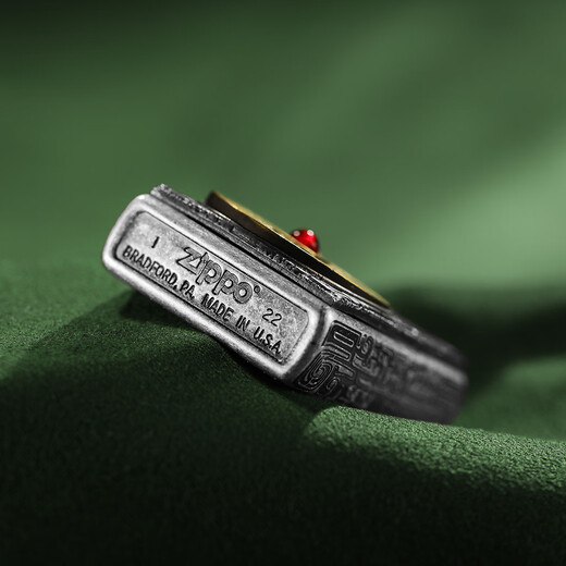 ZIPPO【吉祥纳福】之宝煤油打火机古银贴章做旧山鬼花钱礼品送男友 古银贴章山鬼花钱(DY9902TZ) 均码