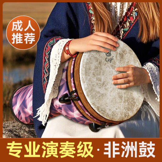 前谷非洲鼓专业鼓12寸轻质复合碳纤可调音成人大10寸手鼓打击乐器 彩绘独角兽大12