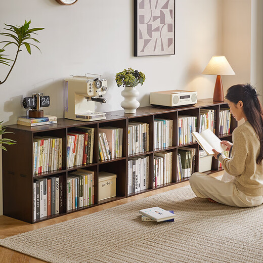 Jiayi solid wood bookshelf floor-standing bookcase short bookcase study room grid cabinet living room storage rack stackable storage cabinet storage cabinet