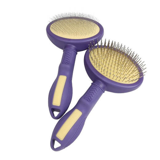 DEATKN Japanese Dog Comb Bichon Frize Special Small Dog Grooming Knot Pulling Fluffy Brush Teddy Comb Hair Remover Thick Needle - Purple Yellow, Needle Comb