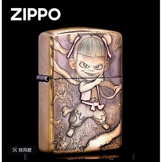 ZIPPO打火机/哪吒2黄铜双面雕刻盔甲紫铜镶嵌DY9902FD