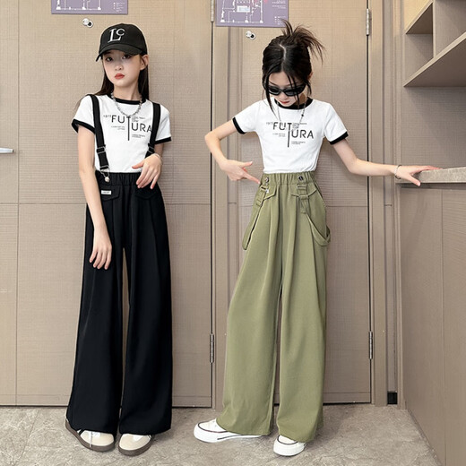 Disney Girls Everly Spring y Summer Fin 2025 NUEVAS Niñas Grandes Grandes hijos Summer Girls Summer Black Children's Pants Negro 160