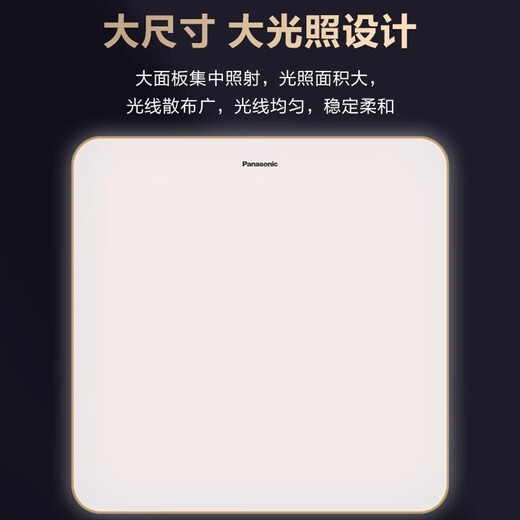 松下室内吸顶灯 明畔金银边 圆形卧室灯 简约风led灯具 家用灯饰 18W圆形双金边墙壁开关HHXC1049L
