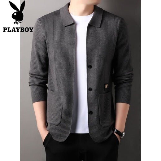 Playboy (Playboy) Frühlings- und Herbst-Strick-Strickjacke für Männer mit mittleren Alter Casual Thin Longleved Jacket Korean Style Slim Pullover Jacke Kamel M.