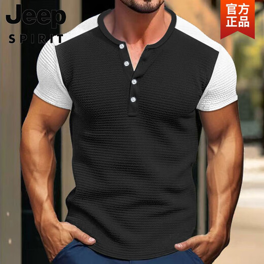 Jeep Spirit Workswear American rétro lourd poids confortable Henry Shirt ami kaji à manches courtes fitness dure