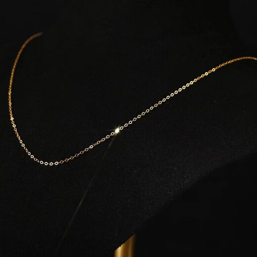 SHEMANDI 18K gold necklace women's O-shaped chain clavicle chain plain chain AU750 gold rose gold color gold K gold-yellow 1.7mm