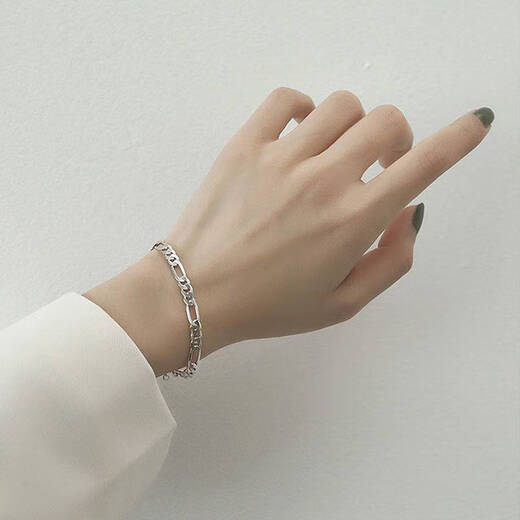 Guanpuge Fat Donglai same style men's platinum bracelet new platinum tank chain Cuban NK chain women's personality niche simple k gold bracelet width 4mm long 16.5cm