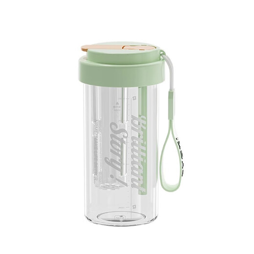 Zhongqi Water Cup Flower Tea Cup Male and Female Students High-Looking Straw Cup Sports Cup Portable High Temperature Resistant Coffee Folding Cup Coconut Milk White 600ml Double Drinking Mouth + Tea Chamber