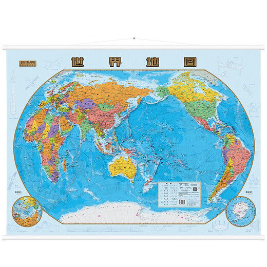 全新修订 高颜值精华知识版挂图 世界地图（1.07米×0.76米 加厚高清双面覆膜 更多精华地理知识 家庭学校图书馆背景墙挂画墙面装饰画）