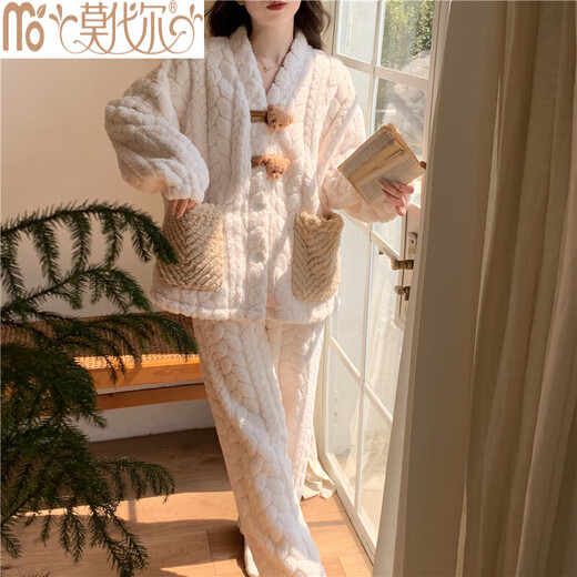 Modal 2024 Nuevo pijama de terciopelo de coral para mujeres en otoño e invierno engrosada y cálida leche de franela en ropa para el hogar de invierno Versión de alta calidad] 6623 Velvet de coral de mujeres adecuado para el peso recomendado de 5 m de mujeres 80-100 Jin [Jin equivale a 0.5 kg]]]