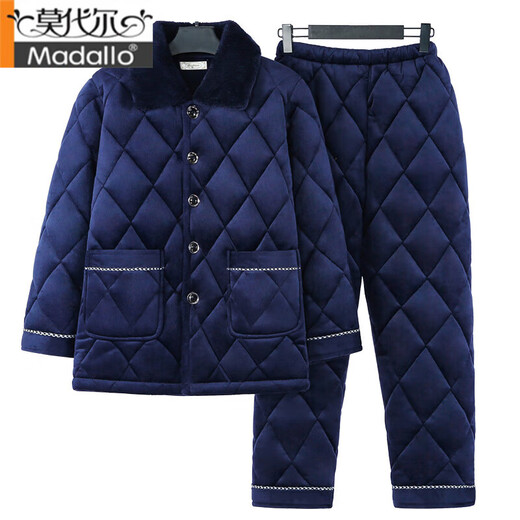 Modal mittleren und älteren Pyjamas Herbst und Winter sowie Samt sowie superdicke Daddy's Cotton Jacke Koralle Velvet warme Heimkleidung Set N9926f Grau Upgraded Dicked Fabric Cut Cut Blume 2xl (140-165jin [Jin gleich 0,5 kg]))