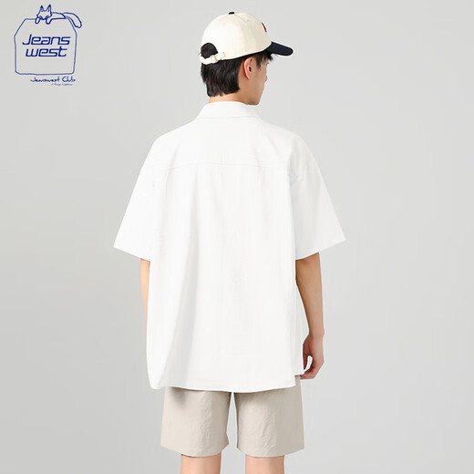 JEANSWEST CLUB真维斯休闲短袖衬衫男免烫 男士轻商务衬衣斜纹工装宽松外套上衣