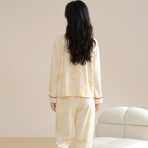 Yalu pijamas femenino puro algodón 2025 nuevo internet pajamas pajamas spring y otoño gran tamaño manga larga juego de ropa para el hogar nswr-01n9901 L [sugerido 100-120Jin [Jin equivale a 0.5 kg]]