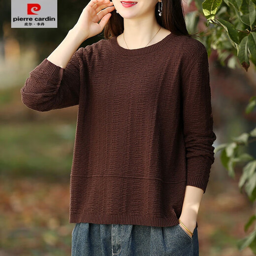 
Pierre cardin 2025 Spring and Autumn New Style Literary Solid Color Round Neck Pullover Cotton Knit Sweater for Women Loose and Versatile Base Sweater Trendy Apricot Color 9901 M Recommended 115-130Jin [Jin equals 0.5 kg]