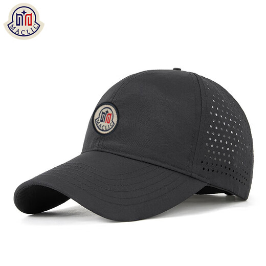 蒙口比邻大头围速干帽子男夏季薄款透气鸭舌帽男士运动棒球帽女防晒遮阳帽 黑色 均码 常规码 （55-59cm）