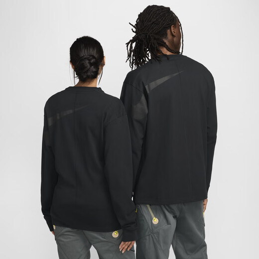 耐克（NIKE）官方ISPA男女长袖上衣情侣纯棉休闲运动叠搭舒适FJ7375 010黑/黑 L