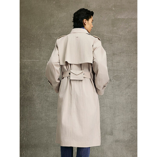 GXG Men's Light Khaki Raglan Sleeve Double-breasted Long Fashion Windbreaker 25th Spring New Arrival G25X081003 Light Khaki M