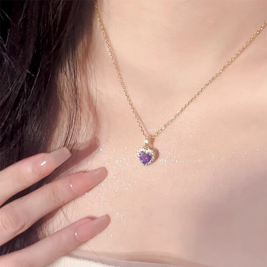 Kechu Amethyst Ocean Heart Necklace for Women Light Luxury Niche Clavicle Chain High-end Love Sweater Chain for Women Main Image