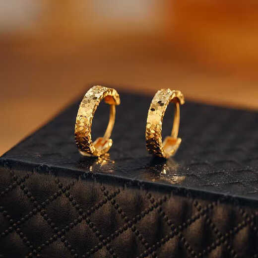 Library Selection Crushed Ice Ice Super Flash Plated 18k Gold Crushed Ice Earrings Fashionable Commuting High-Looking Earrings Earrings Crushed Ice Pair of Earrings