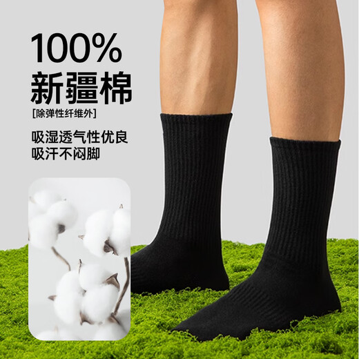 Modal [100% pure cotton] men's summer thin 10A antibacterial, anti-odor and wear-resistant medium-long tube white sports socks [10A grade antibacterial] medium tube white 4 pairs, uniform size