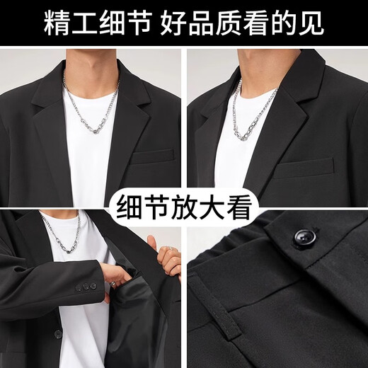 Playboy Business Traje casual con traje casual de estilo coreano para hombres Spring y Autumn Blazer Summer Summer Black Nine Point Pants traje S Tamaño 95-115Jin [Jin equivale a 0.5 kg]