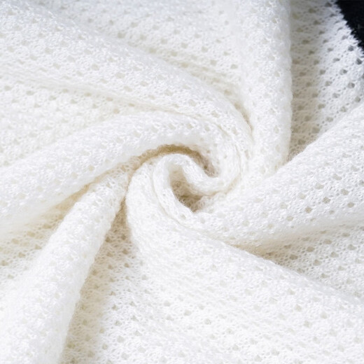 
Missshine 2024 spring new fashionable age-reducing wool sweater contrast striped short-sleeved top 1047 white S