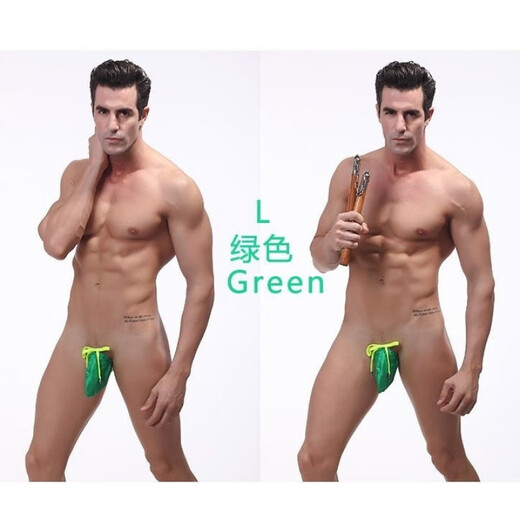 Sao0 European and American men's beltless pants solid color gay sexy pants thong low waist tight fitness sports bed temptation white L