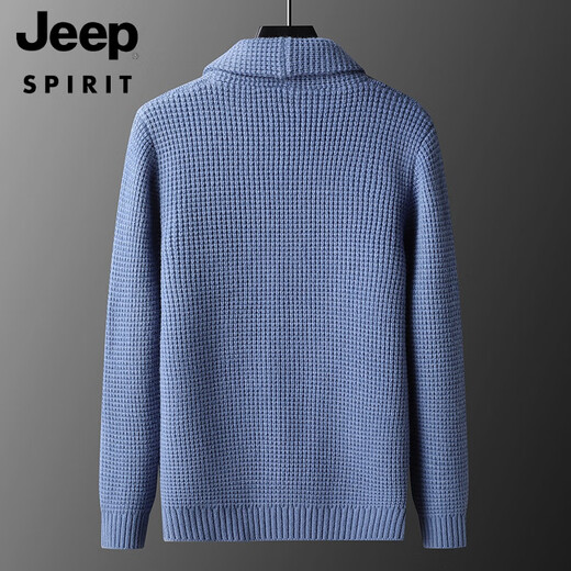 JEEP SPIRIT Thick Thread Sweater Jacket Men's Green Fruit Collar Cardigan Sweater Loose Large Size Retro Japanese Thickened Sweater Black L 170
