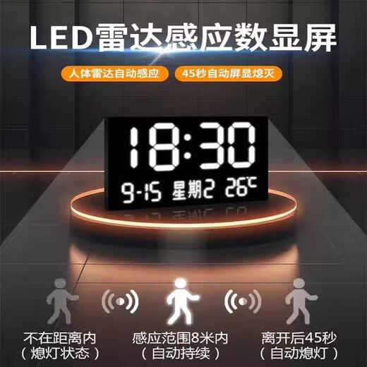 Huaixue 2025 New Restaurant Decoration Pintura Luz de lujo Luxury Digital Sense Light Pintura de enchufe Simple Style Perpetual Calendar Clock JD17152 Luz de transmisión 80*40 (adecuado para restaurantes de aproximadamente 1.2 metros) PVC NEGRO PVC NEGRO/enchufe