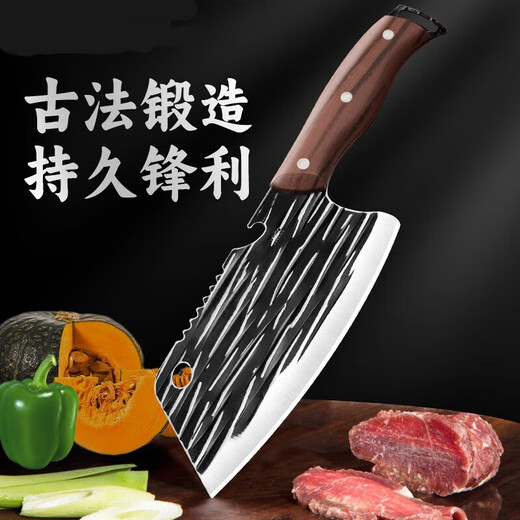 Couteau de cuisine polyvalent trois-en-un en acier inoxydable, homologue Baig, couteau à trancher forgé martelé, couteau tranchant de longue durée, couteau de cuisine trois-en-un