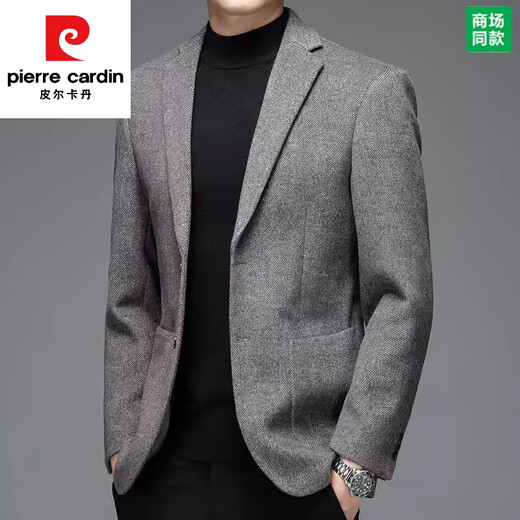Pierre Cardin Casual Wool Blazer für Männer 2025 Frühlings- und Herbst-einteilige einköpfige Business-Profi-Woll-Woll-Top Black Grey 3xL Empfohlen 175-190jin [Jin ist gleich 0,5 kg]