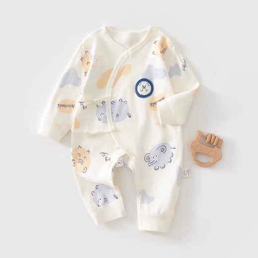 JOYNCLEON baby jumpsuit, spring and autumn boneless clothes, spring air-conditioned clothes, pure cotton spring long-sleeved monk clothes, outdoor clothes, zoo 52cm